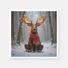 Kerst-Eland met Sjaal en Lichtjes Servet