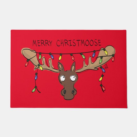 Kerst Eland Mop Grappig Vakantie Dier Deurmat (Voorkant)