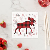 Kerst eland rood geruit sneeuwvlokken servet (Insitu)