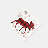 Kerst eland rood geruit sneeuwvlokken servet (Hoek)