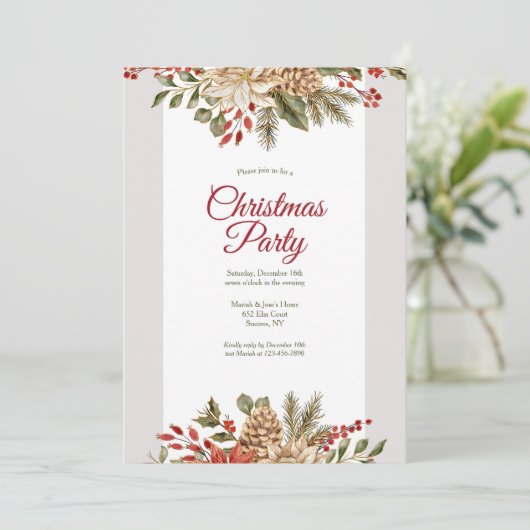 Kerst Elegance uitnodiging (Staand voorkant)