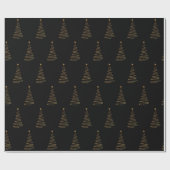 Kerst Elegant Black en Gold Tree Cadeaupapier (Vlak)