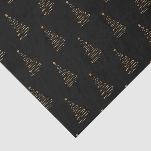 Kerst Elegant Black en Gold Tree Tissuepapier (Detail)