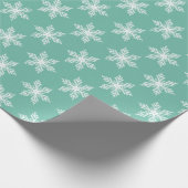 Kerst Elegant Blauwgroen Groene Sneeuwvlokken Patr Cadeaupapier (Hoek)