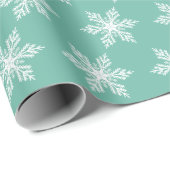 Kerst Elegant Blauwgroen Groene Sneeuwvlokken Patr Cadeaupapier (Rol Hoek)