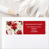 Kerst Elegant Bloemen Rood Groen Patroon adres Etiket (Insitu)