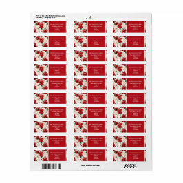 Kerst Elegant Bloemen Rood Groen Patroon adres Etiket