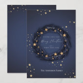 Kerst Elegant Blue Wreath Feestdagenkaart (Voorkant / Achterkant)