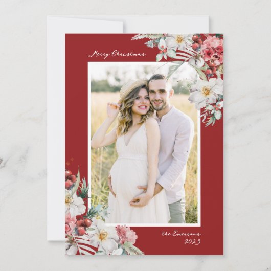 Kerst Elegant Fotocollage Vakantie Kaart (Voorkant)