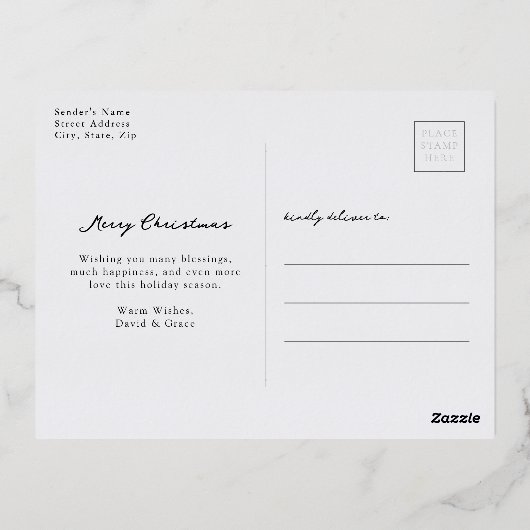 Kerst Elegant Gold Foil Briefkaart (Achterkant)