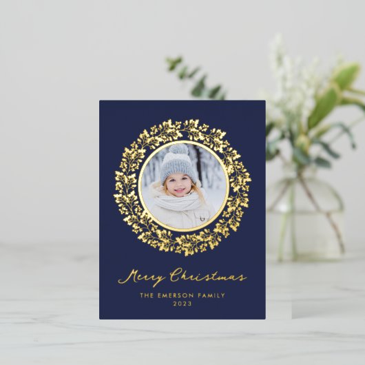 Kerst Elegant Gold Foil Briefkaart (Staand Voorkant)