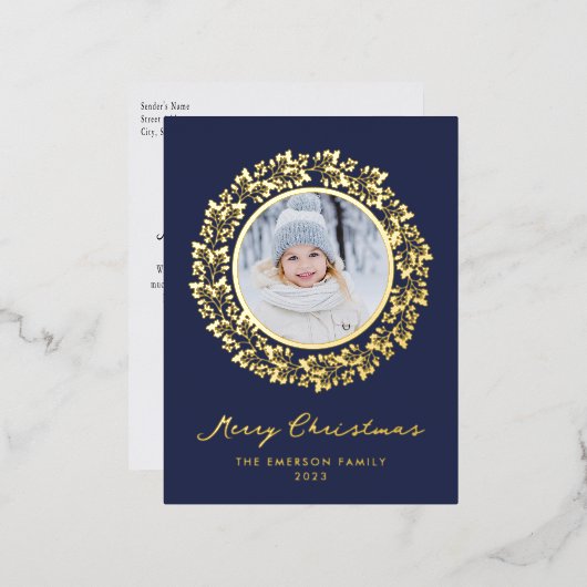 Kerst Elegant Gold Foil Briefkaart (Voorkant / Achterkant)