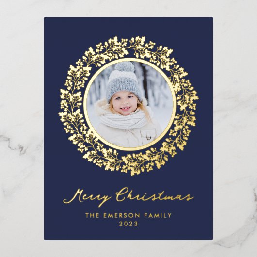 Kerst Elegant Gold Foil Briefkaart (Voorkant)
