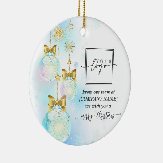 Kerst Elegant Goud Custom QR Code Bedrijf Logo Keramisch Ornament (Rechts)