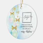 Kerst Elegant Goud Custom QR Code Bedrijf Logo Keramisch Ornament (Links)