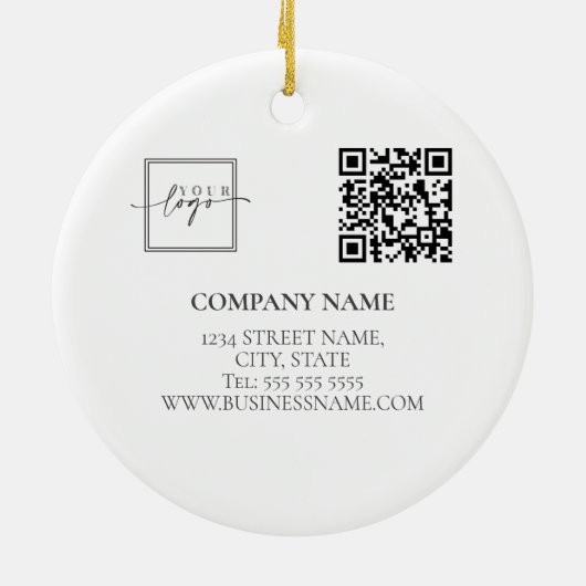 Kerst Elegant Goud Custom QR Code Bedrijf Logo Keramisch Ornament (Achterkant)