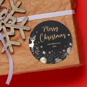 Kerst Elegant Goud Merry Ronde Sticker