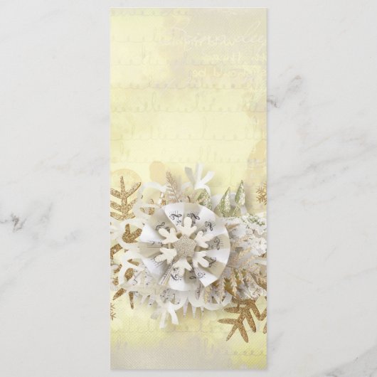 Kerst Elegant Goud Sneeuwvlokken Bruiloft Menu (Achterkant)