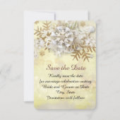 Kerst Elegant Goud Sneeuwvlokken Save the date (Voorkant)