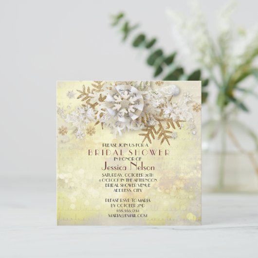 Kerst Elegant Goud Sneeuwvlokken Vrijgezellenfeest Kaart (Staand voorkant)