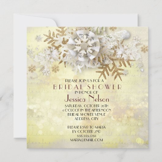 Kerst Elegant Goud Sneeuwvlokken Vrijgezellenfeest Kaart (Voorkant)