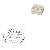 Kerst Elegant Minimal Wood Art Stamp Rubberstempel (Gestempeld)