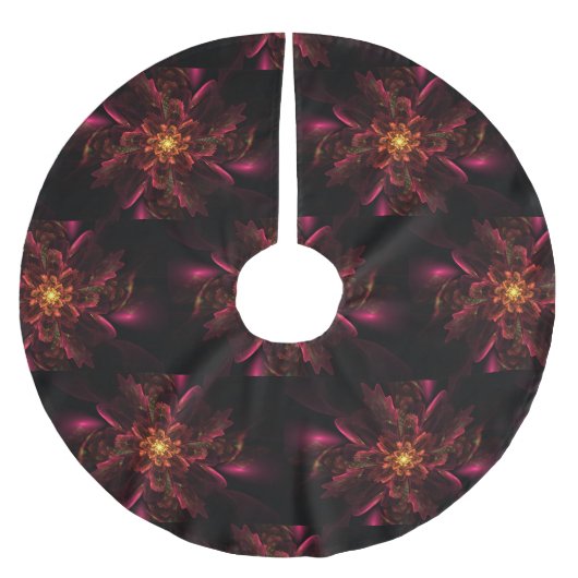 Kerst Elegant Pink Floral Black Kerstboom Rok (Voorkant)