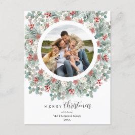 Kerst Elegant & Rustiek Botanisch Lijst Holi Feestdagenkaart