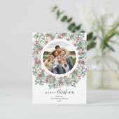 Kerst Elegant & Rustiek Botanisch Lijst Holi Feestdagenkaart (Staand voorkant)