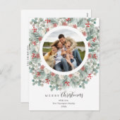 Kerst Elegant & Rustiek Botanisch Lijst Holi Feestdagenkaart (Voorkant / Achterkant)