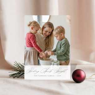 Kerst Elegant Script Bakgeesten Helder Feestdagenkaart