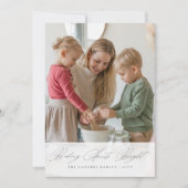 Kerst Elegant Script Bakgeesten Helder Feestdagenkaart (Voorkant)