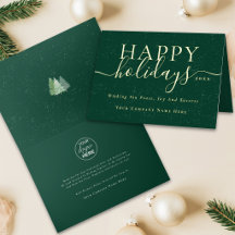 Kerst Elegant Script Zakelijk Logo Groen Goud
