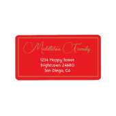 Kerst Elegant Seizoensgebonden Rood Goud Label (Voorkant)