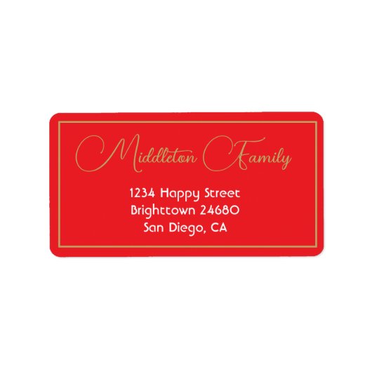 Kerst Elegant Seizoensgebonden Rood Goud Label (Voorkant)