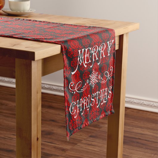Kerst Elegant, Victoriaans Damask Korte Tafelloper (Voorbeeld)