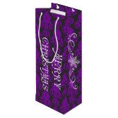 Kerst Elegant, , Victoriaans Damask Wijn Cadeautas (Achterkant Gekanteld)