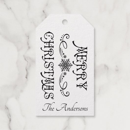 Kerst Elegant, Victoriaans gepersonaliseerd Cadeaulabels (Achterkant)
