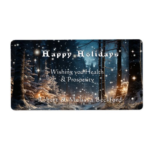 Kerst  Elegant Winter Festieve Bos Etiket (Voorkant)