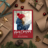 Kerst Elegant Winter Groen Holly Foto Feestdagenkaart