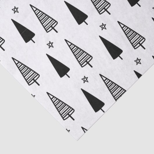 Kerst Elegant Zwart Wit Boom Tissuepapier (Detail)