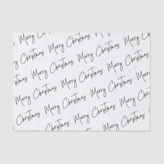 Kerst Elegant Zwart Wit Handgeschreven Vrolijk Tissuepapier (Voorkant)