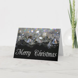 Kerst Elegant Zwart Zilver Glanzende Diamanten Feestdagen Kaart
