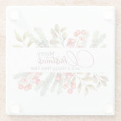 Kerst Elegante Aquarel Glazen Onderzetter (Achterkant)