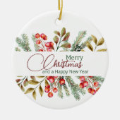 Kerst Elegante Aquarel Keramisch Ornament (Voorkant)