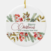 Kerst Elegante Aquarel Keramisch Ornament (Achterkant)