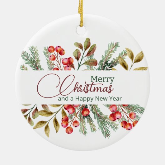 Kerst Elegante Aquarel Keramisch Ornament (Achterkant)