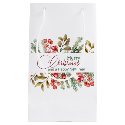 Kerst Elegante Aquarel Klein Cadeauzakje (Voorkant)