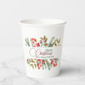 Kerst Elegante Aquarel Papieren Bekers (Achterkant)