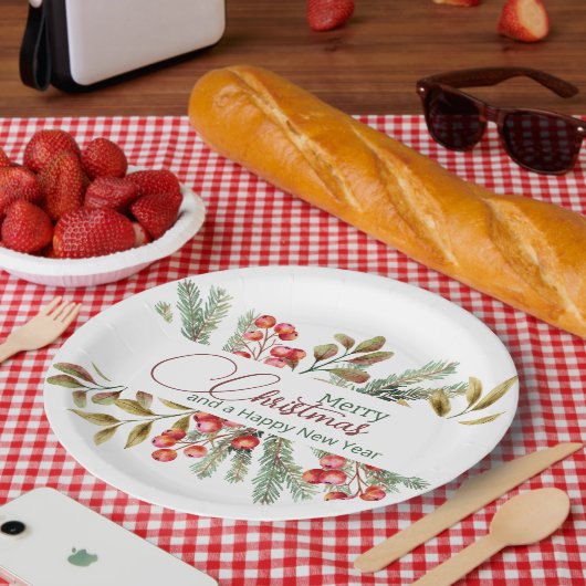 Kerst Elegante Aquarel Papieren Bordje (Picknick)